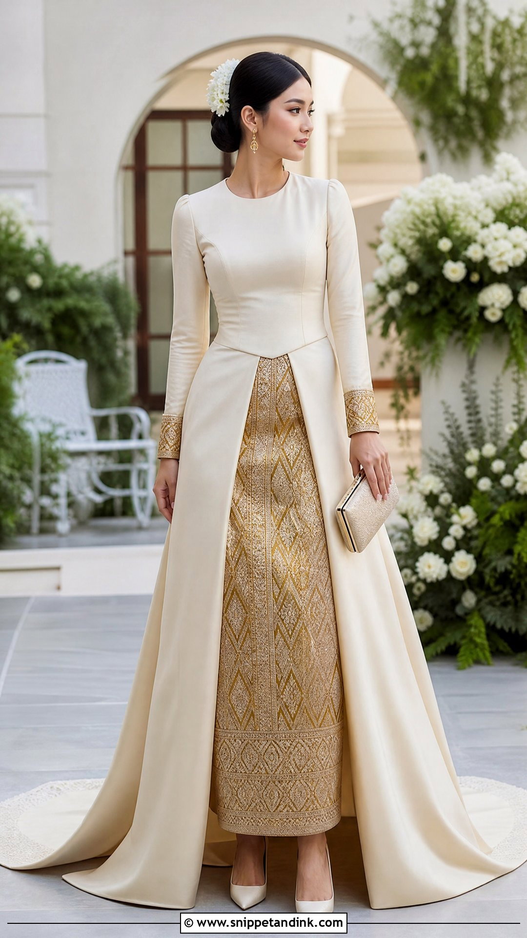 A Line Acheik Myanmar Wedding Dress - Snippet and Ink - 25 Myanmar Wedding Dress Design Ideas
