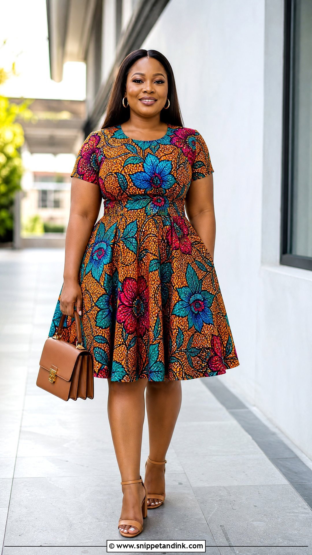 A Line Ankara Gown With Block Heels - Snippet and Ink - 20 Simple Gown Styles for Materials