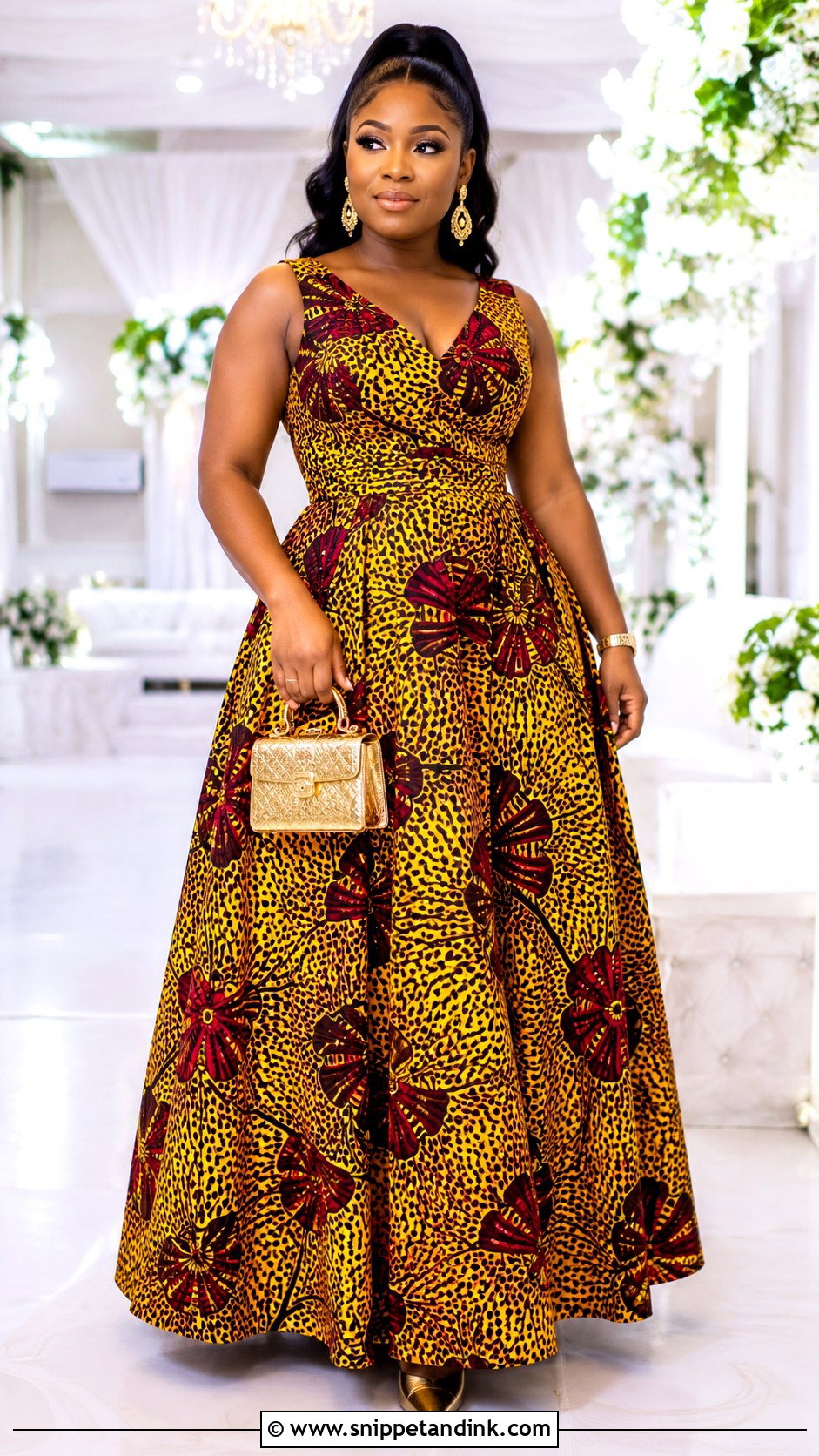 A Line Ankara Long Gown - Snippet and Ink - 20 Ankara Long Gown Styles for Wedding