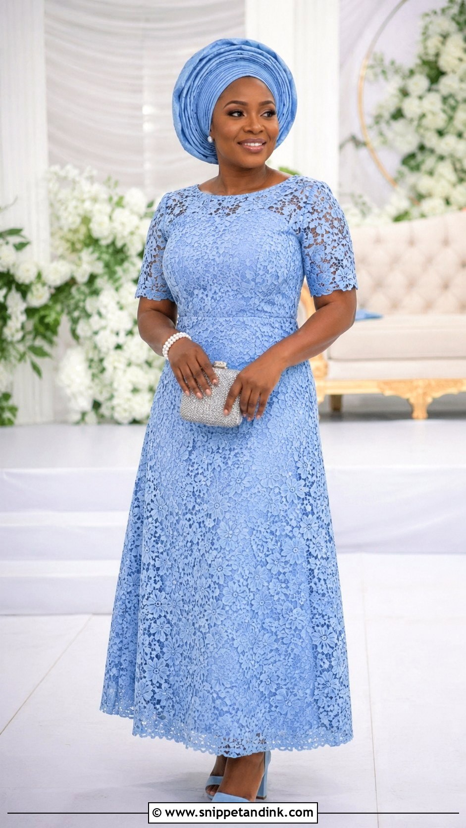 A Line Aso Ebi Lace Gown - Snippet and Ink - 25 Simple Aso Ebi Lace Gown Styles