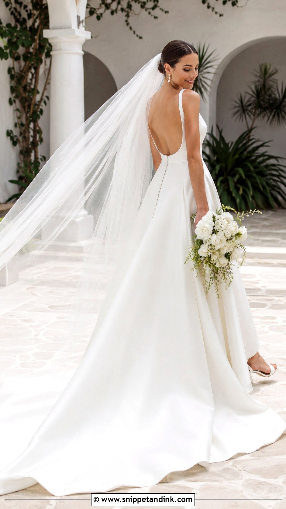 A Line Backless Bridal Gown - Snippet and Ink - 20 Backless Bridal Gowns