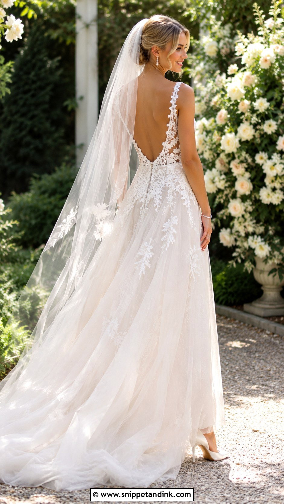 A Line Backless Lace Wedding Dress - Snippet and Ink - 20 Backless Lace Wedding Dress Ideas