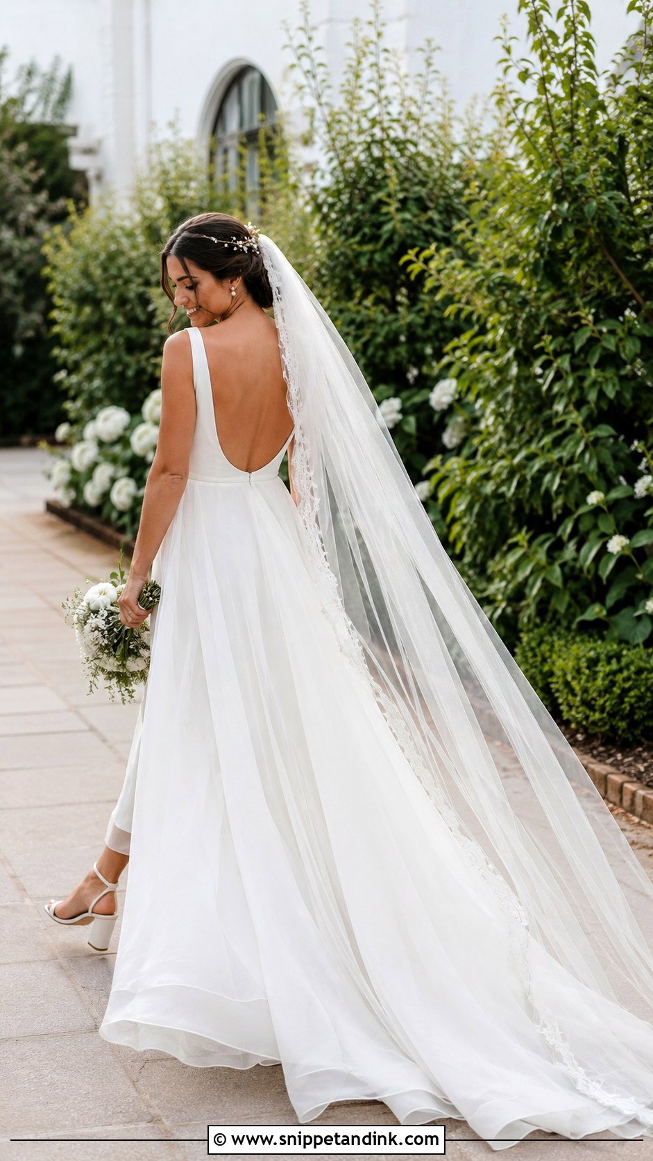 A Line Backless Wedding Gown - Snippet and Ink - 20 Backless Wedding Gown Ideas