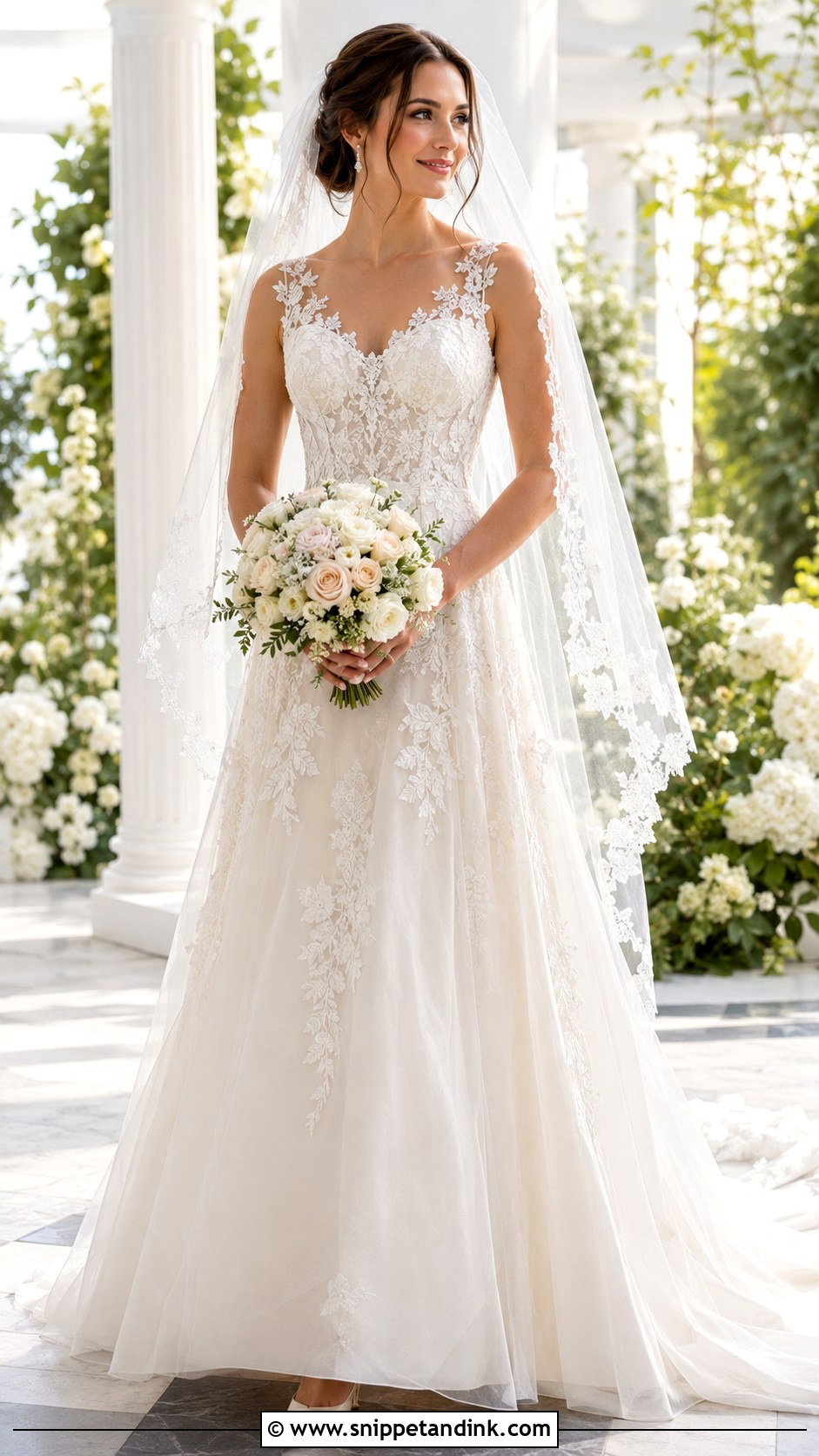 A Line Beaded Lace Wedding Dress - Snippet and Ink - 20 Beaded Lace Wedding Dress Ideas