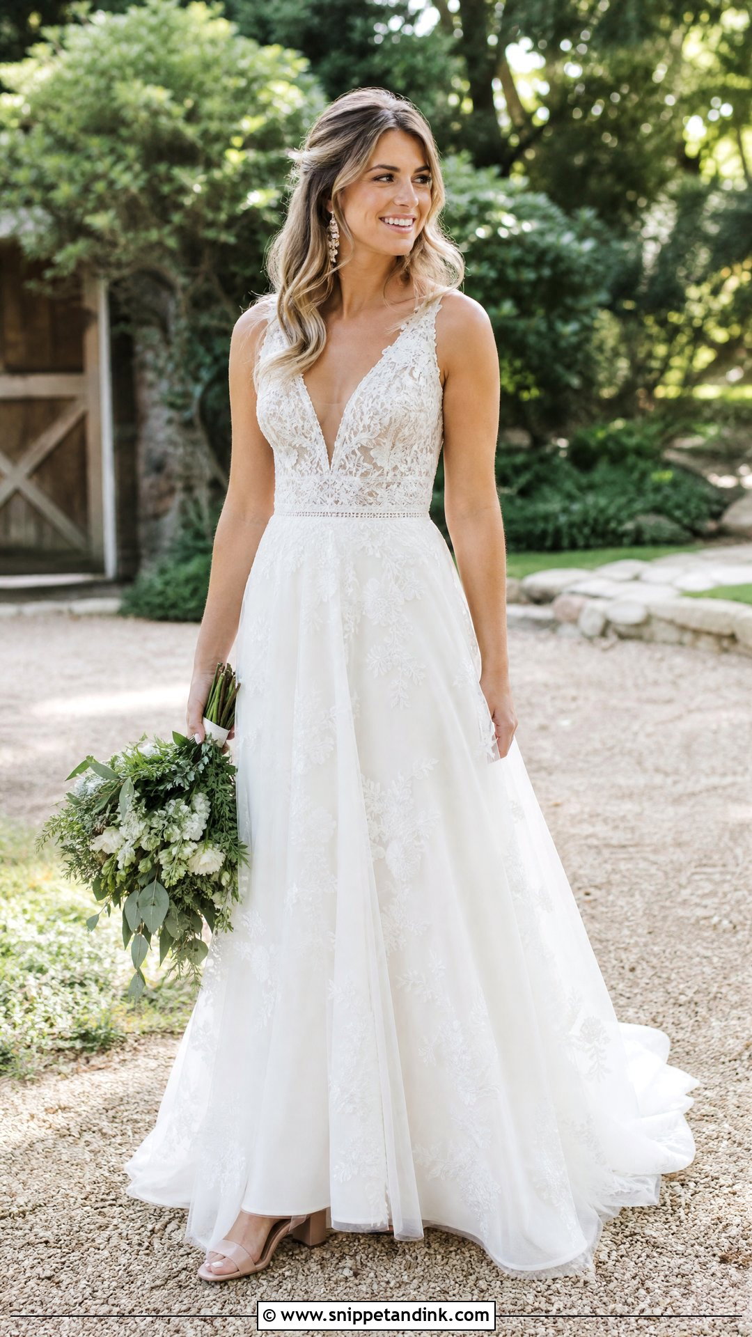 A Line Boho Lace Wedding Dress - Snippet and Ink - 25 Boho Lace Wedding Dress Ideas