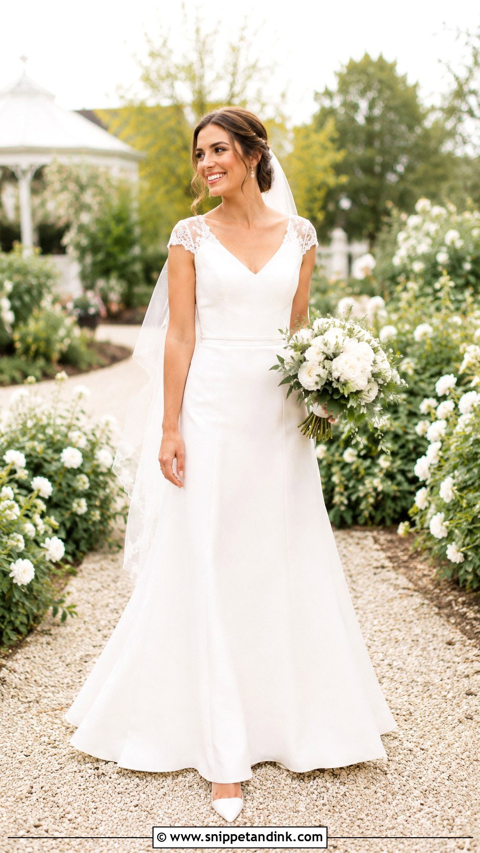 A Line Bridal Dress With Cap Sleeves - Snippet and Ink - 20 Bridal Dresses with Sleeves