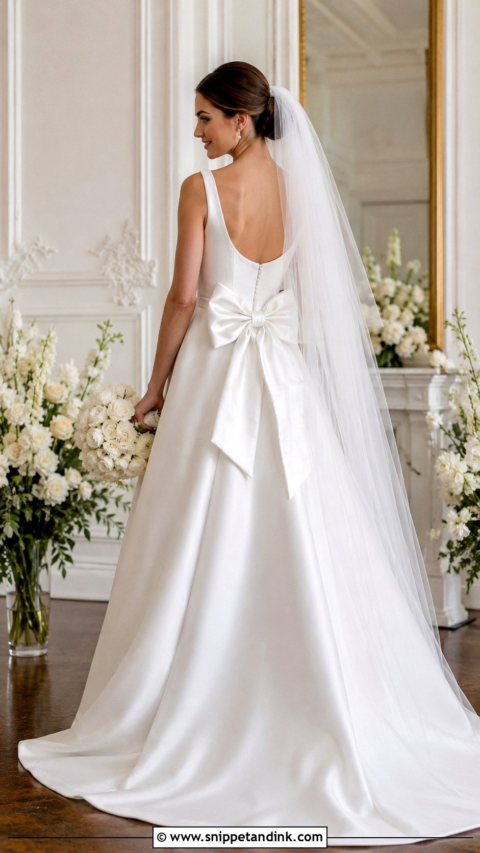 A Line Bridal Gown With Bow - Snippet and Ink - 25 A Line Bridal Gowns