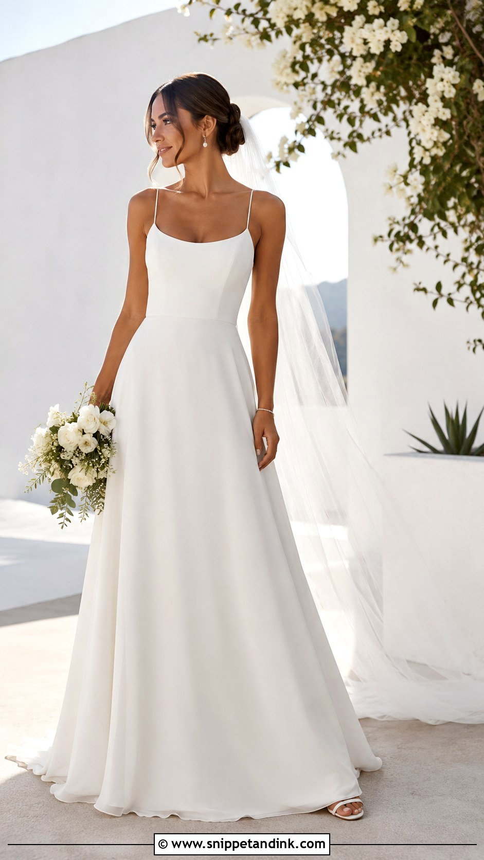 A Line Bridal Gown With Spaghetti Straps - Snippet and Ink - 25 A Line Bridal Gowns
