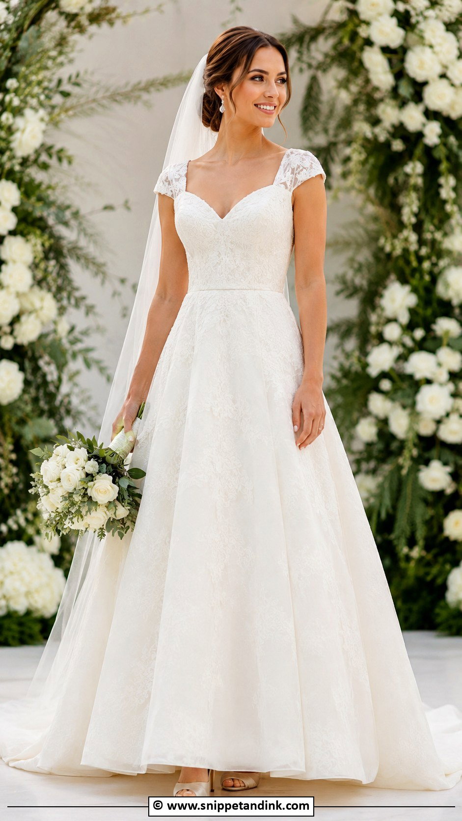 A Line Cap Sleeve Wedding Dress - Snippet and Ink - 30 Cap Sleeve Wedding Dress Ideas