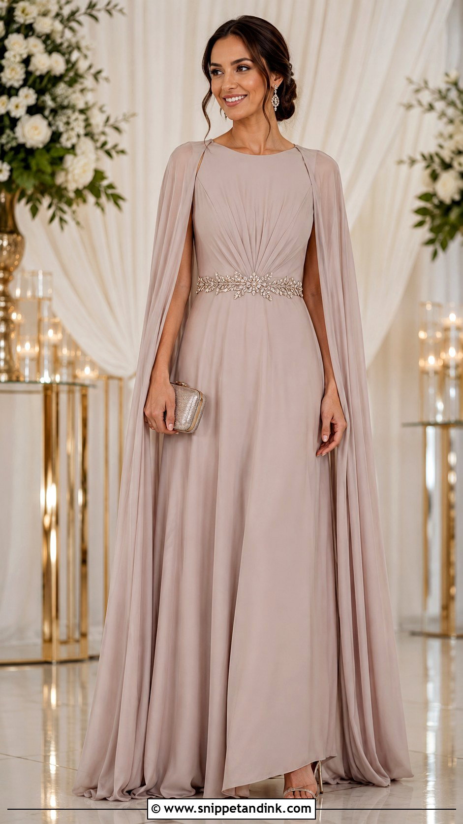 A Line Cape Sleeves Gown - Snippet and Ink - 25 Cape Sleeves Gown