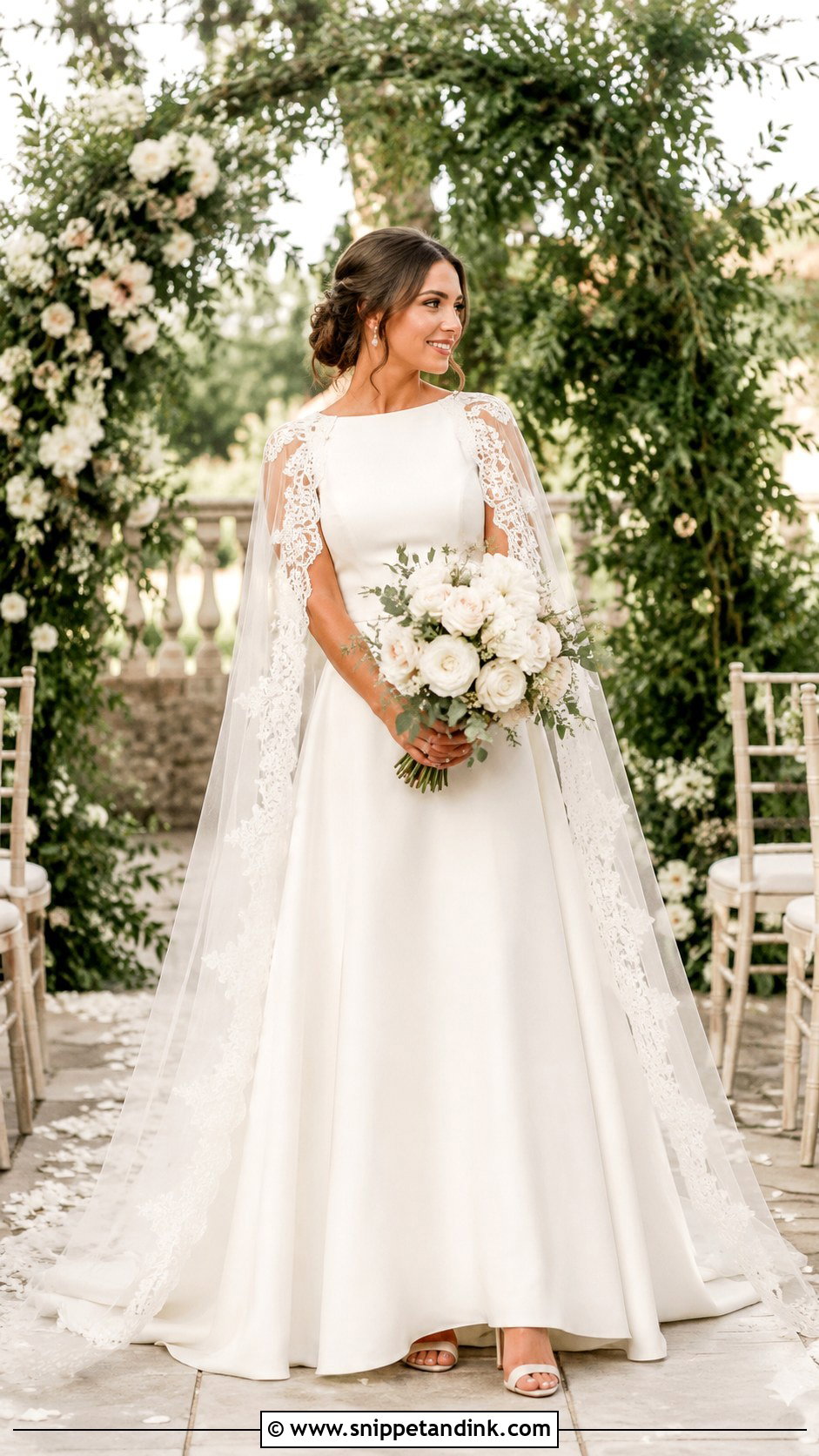 A Line Cape Wedding Dress - Snippet and Ink - 30 Wedding Dress with Cape Ideas