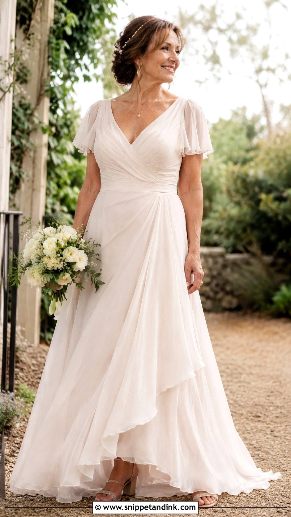 A Line Chiffon Champagne Wedding Dress - Snippet and Ink - 20 Champagne Wedding Dress Older Bride Ideas