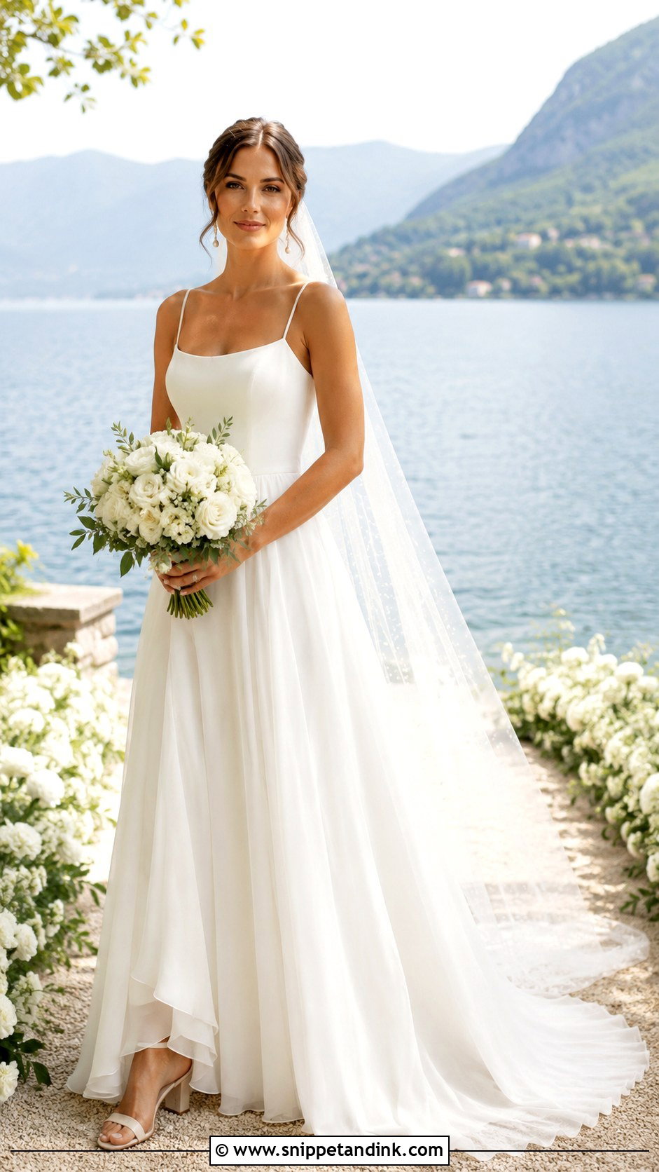 A Line Chiffon Lake Wedding Dress - Snippet and Ink - 20 Lake Wedding Dress Ideas