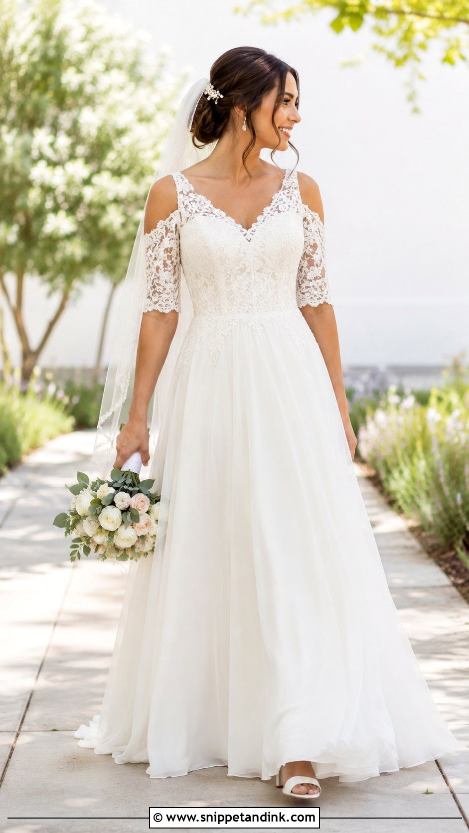 A Line Cold Shoulder Wedding Dress - Snippet and Ink - 20 Cold Shoulder Wedding Dress Ideas