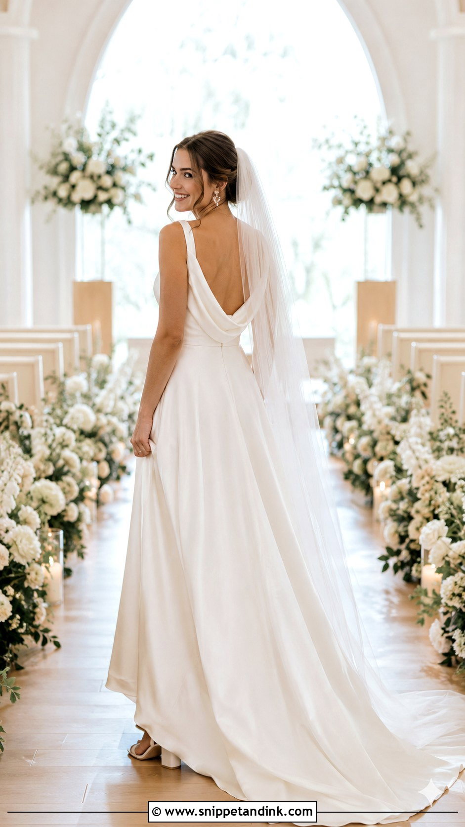 A Line Cowl Back Wedding Dress - Snippet and Ink - 20 Cowl Back Wedding Dress Ideas
