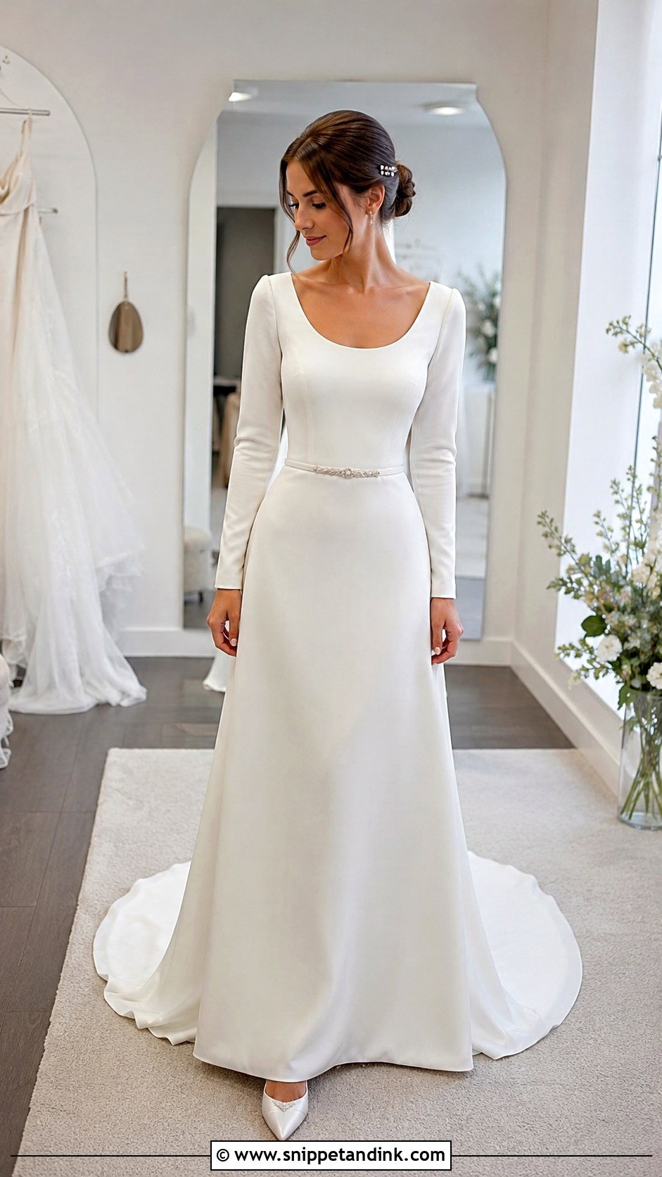 A Line Crepe Christian Bridal Gown - Snippet and Ink - 30 Christian Bridal Gown Ideas