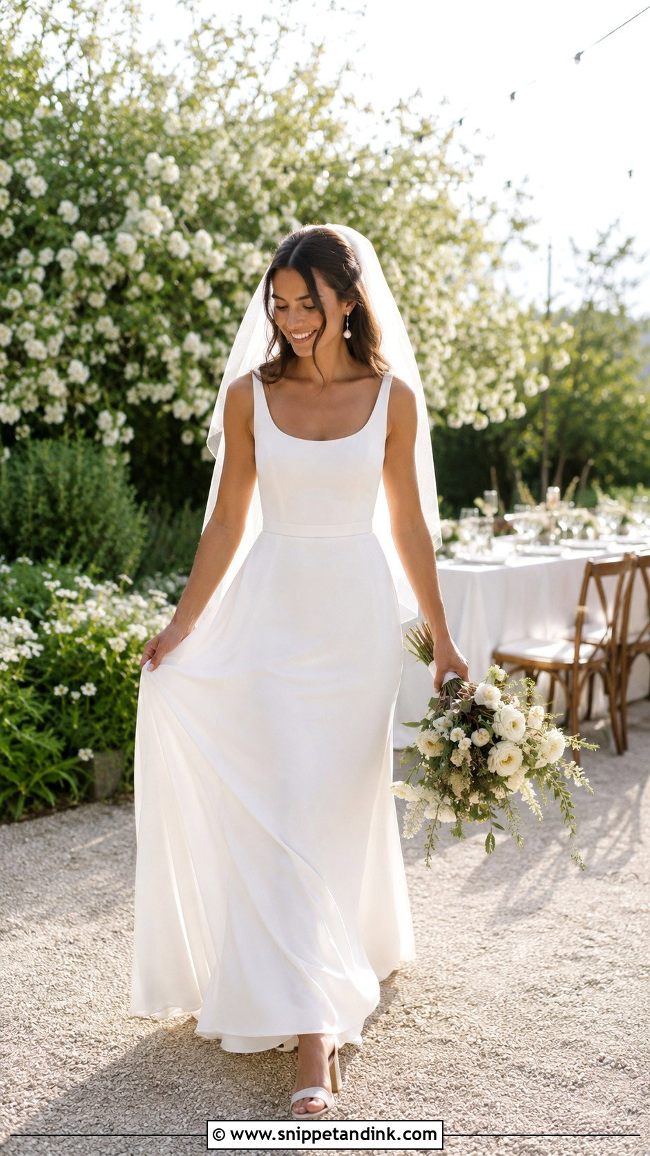 A Line Crepe Wedding Gown - Snippet and Ink - 20 Crepe Gown Styles for Wedding