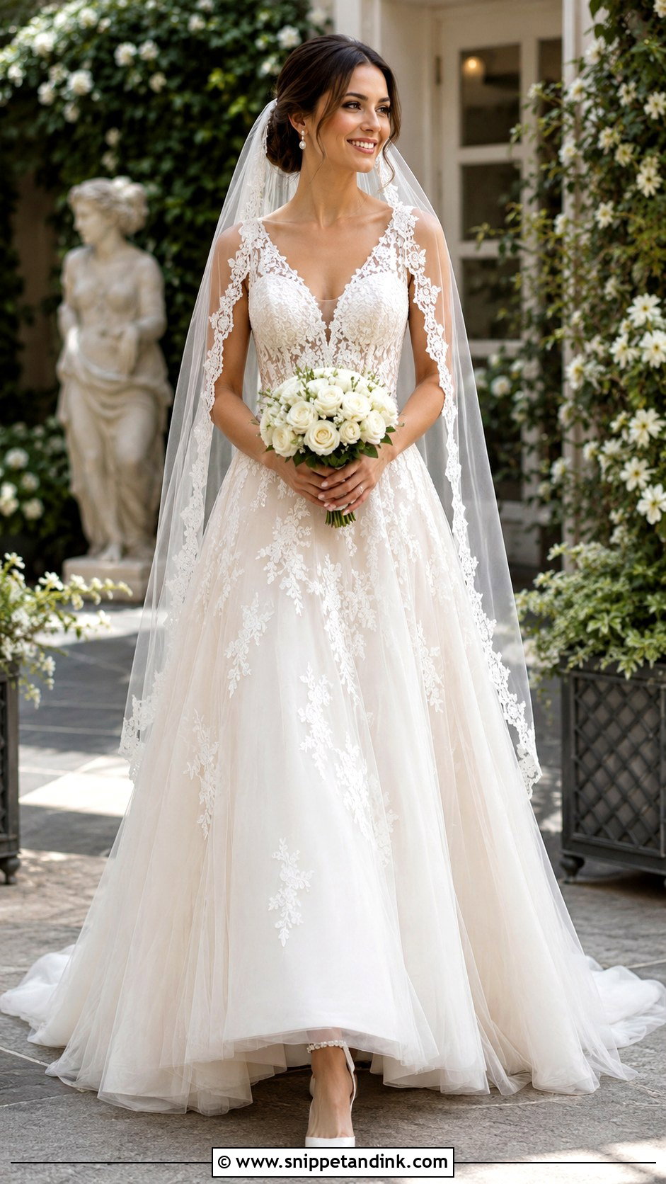 A Line Dentelle Wedding Dress - Snippet and Ink - 20 Dentelle Wedding Dress Ideas