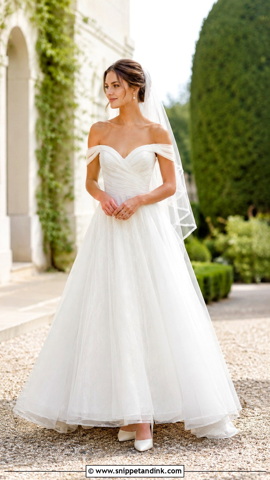 A Line Drop Sleeve Wedding Dress - Snippet and Ink - 20 Drop Sleeve Wedding Dress Ideas