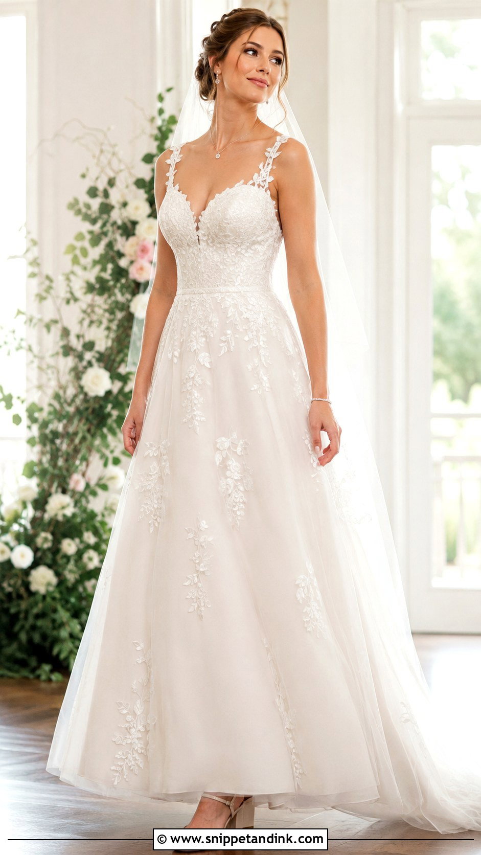 A Line Embroidered Wedding Dress - Snippet and Ink - 30 Embroidered Wedding Dress Ideas