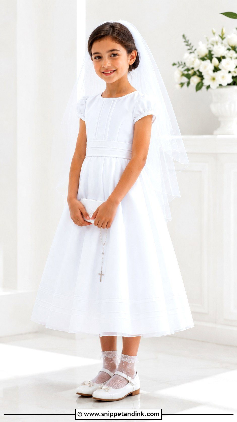 A Line First Communion Dress With Pearl Shoes - Snippet and Ink - 25 First Communion Dresses Catholic Simple