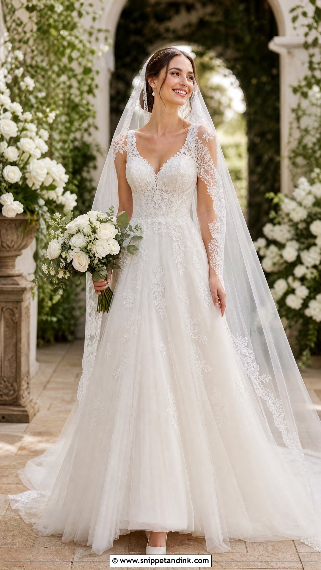 A Line Floral Dantel Wedding Dress - Snippet and Ink - 20 Wedding Dress Dantel Ideas
