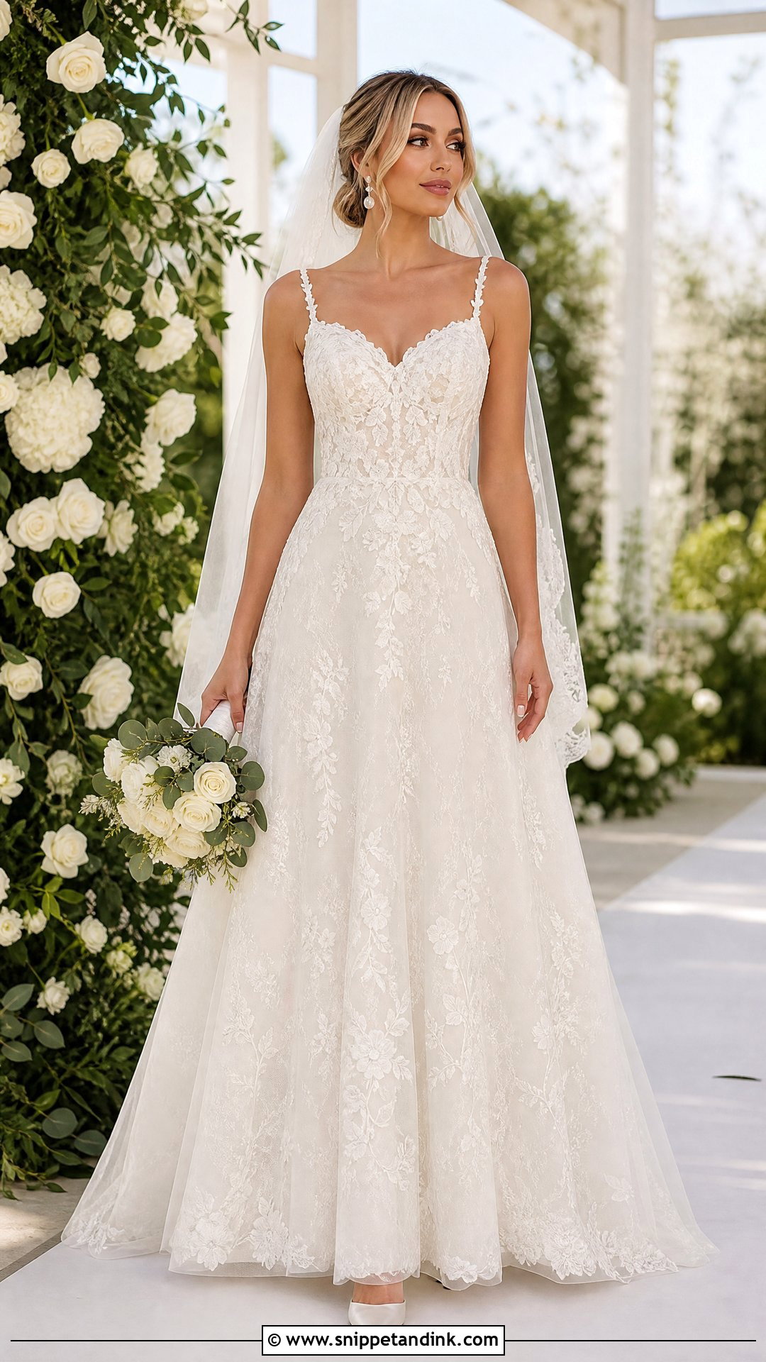 A Line Floral Lace Wedding Dress - Snippet and Ink - 20 Wedding Dress with Lace Ideas