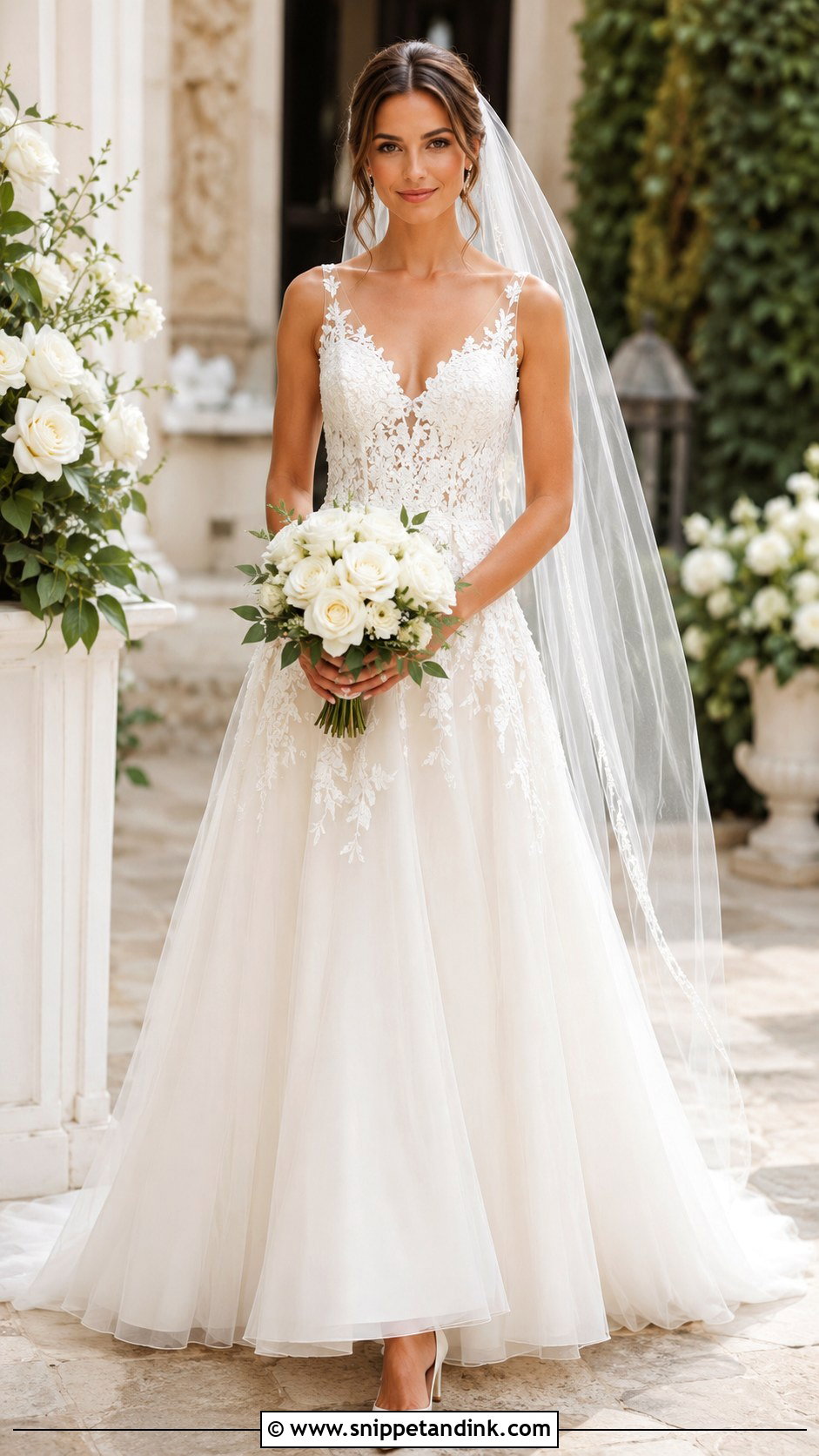 A Line Flower Lace Wedding Dress - Snippet and Ink - 20 Flower Lace Wedding Dress Ideas