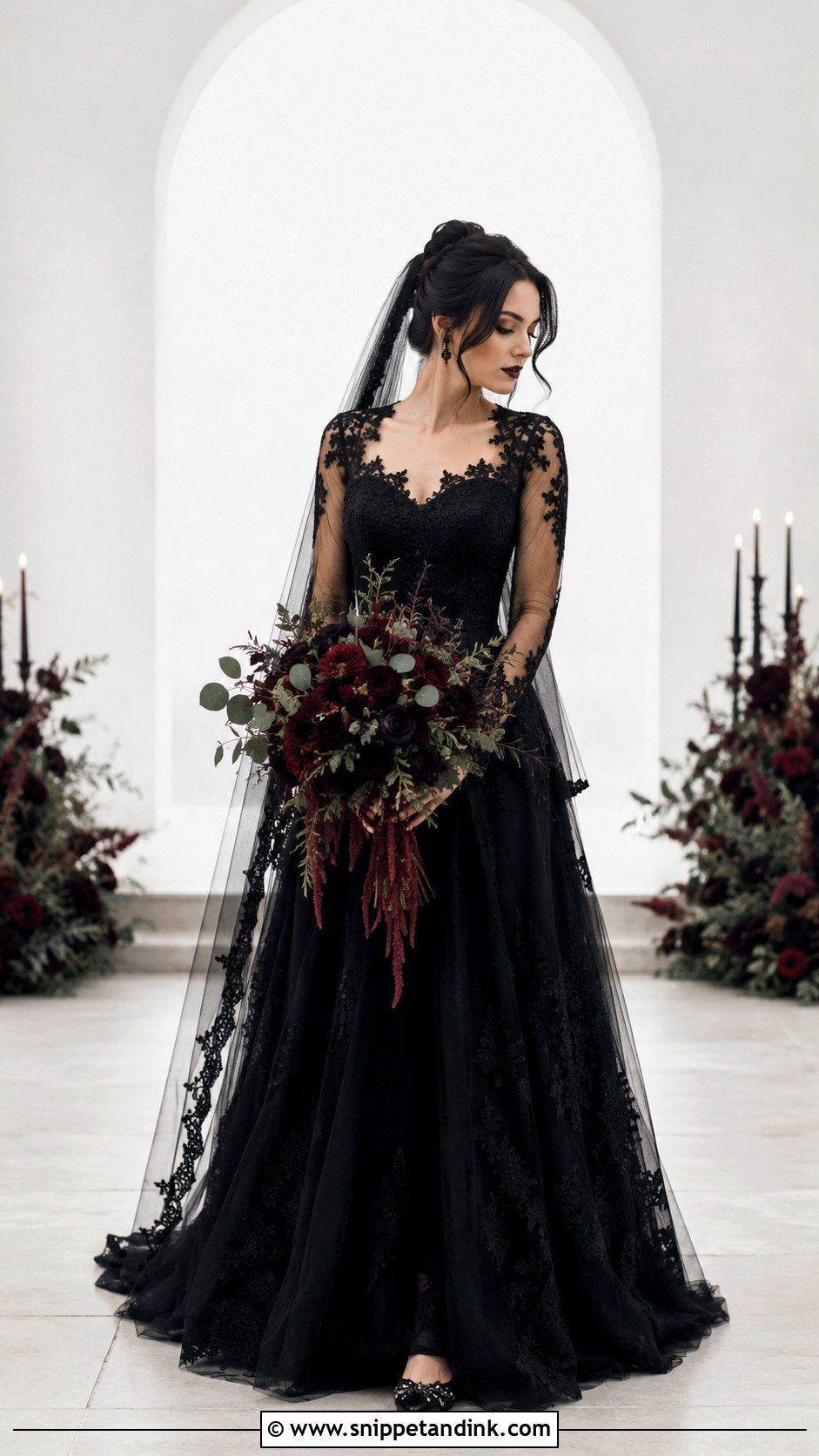 A Line Gothic Black Wedding Dress - Snippet and Ink - 25 Gothic Black Wedding Dress Ideas