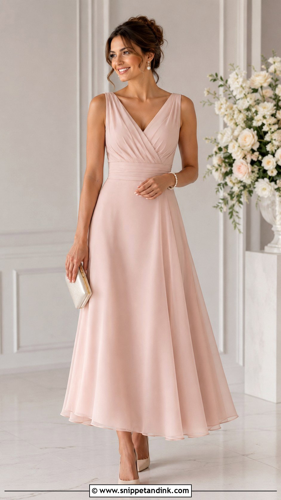 A Line Gown With Pearl Accessories - Snippet and Ink - 25 Simple Gown Designs Classy