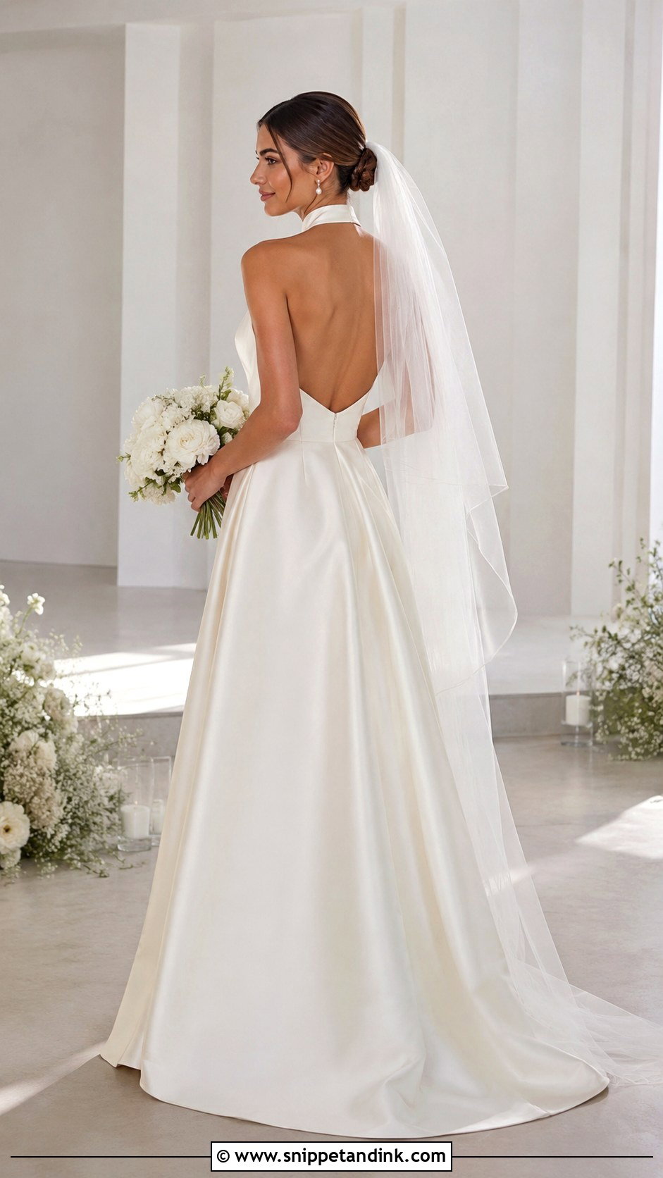 A Line Halter Backless Wedding Dress - Snippet and Ink - 20 Halter Backless Wedding Dress Ideas