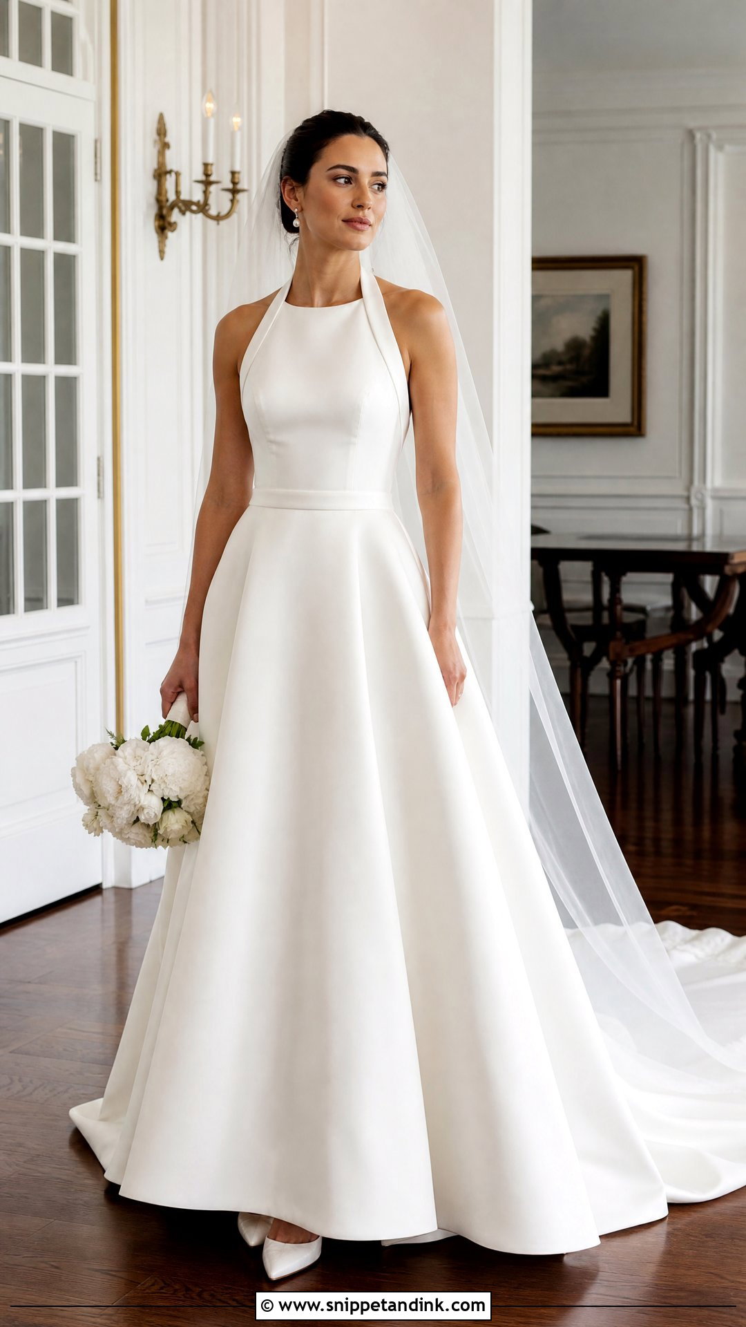 A Line Halter Neck Wedding Gown - Snippet and Ink - 20 Halter Neck Wedding Gown Ideas