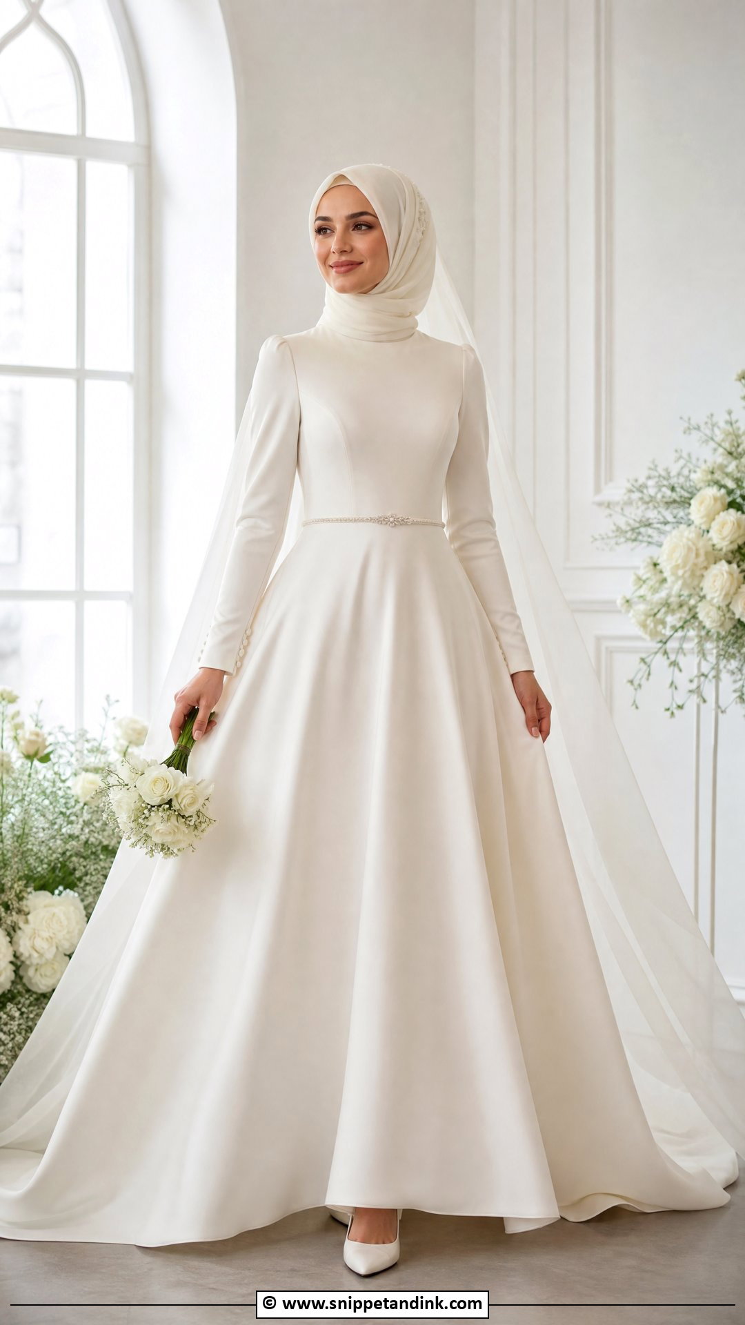 A Line Hijab Wedding Dress - Snippet and Ink - 35 Hijab Wedding Dresses