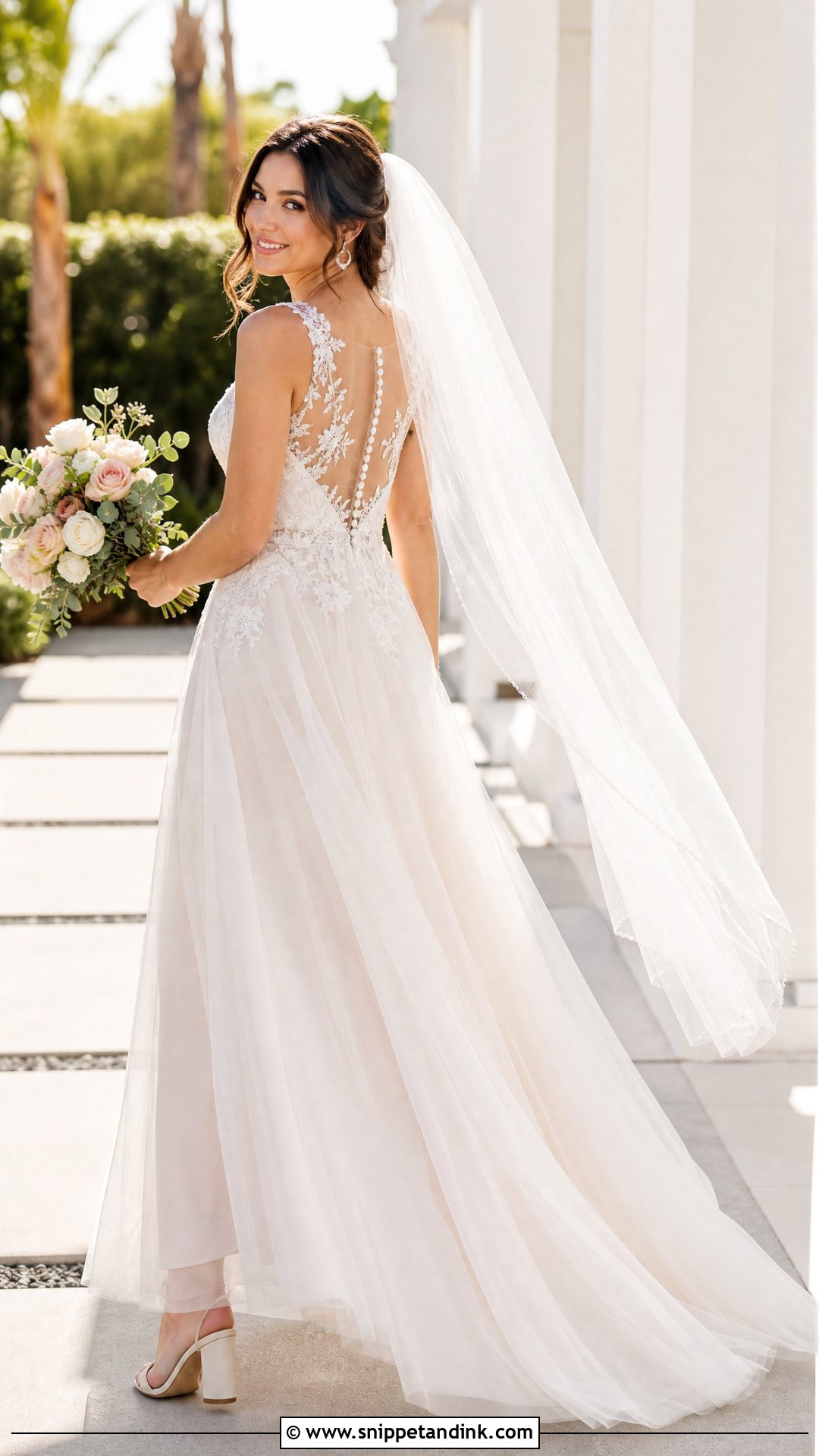 A Line Illusion Back Wedding Dress - Snippet and Ink - 20 Illusion Back Wedding Dress Ideas