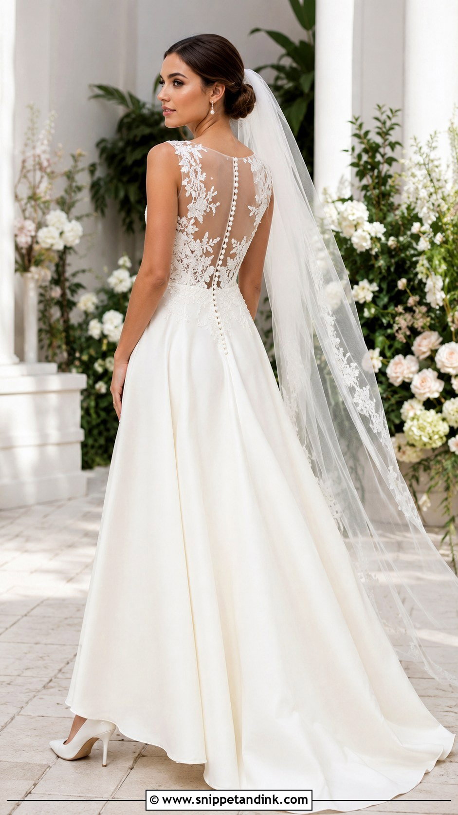 A Line Illusion Lace Back Wedding Dress - Snippet and Ink - 20 Lace Back Wedding Dress Ideas