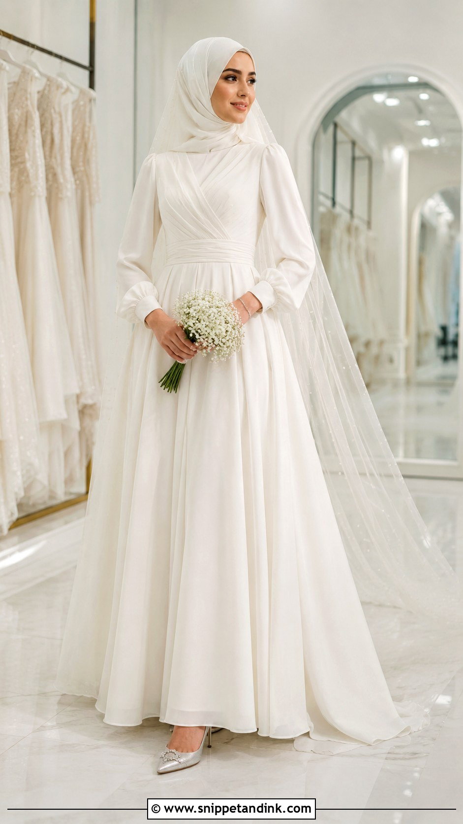 A Line Islamic Wedding Dress With Hijab - Snippet and Ink - 30 Islamic Wedding Dress Ideas