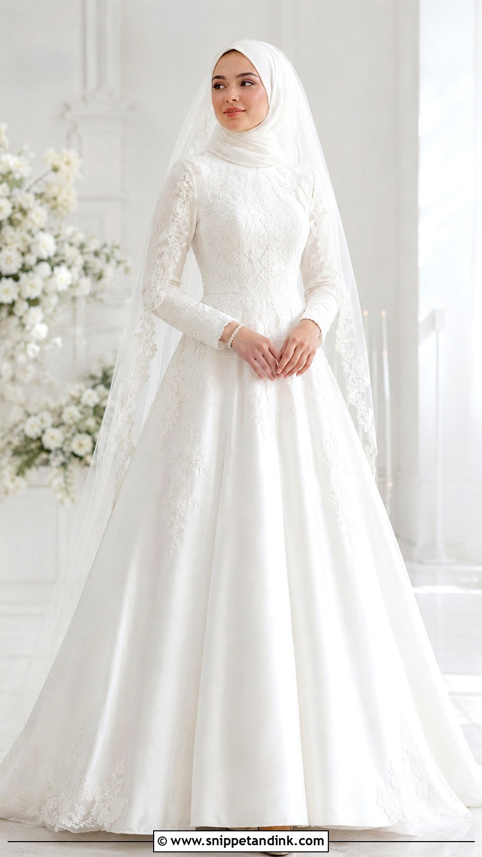 A Line Islamic Wedding Dress - Snippet and Ink - 25 Islamic Wedding Dresses