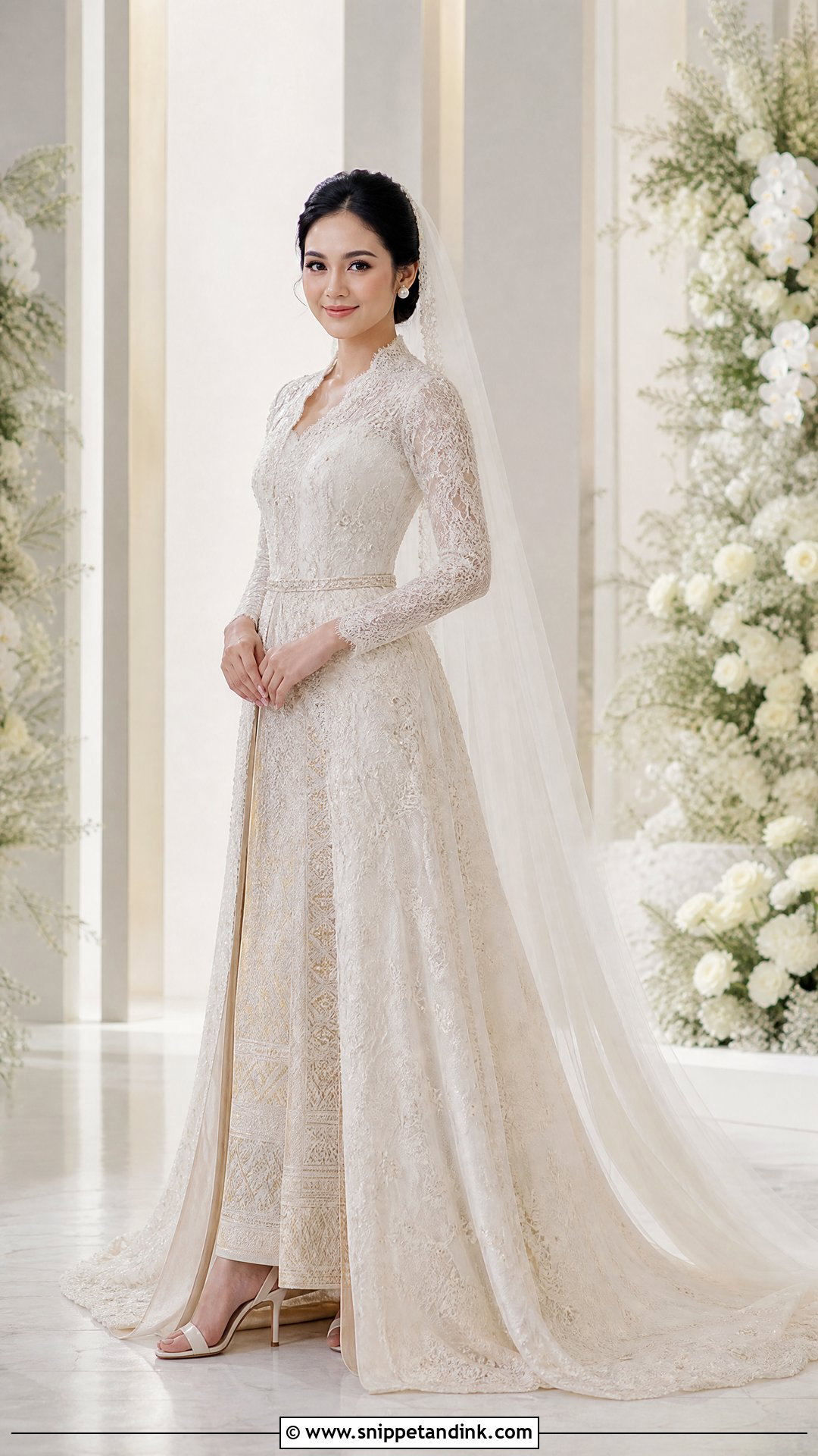 A Line Kebaya Indonesian Wedding Dress - Snippet and Ink - 20 Indonesian Wedding Dress Ideas