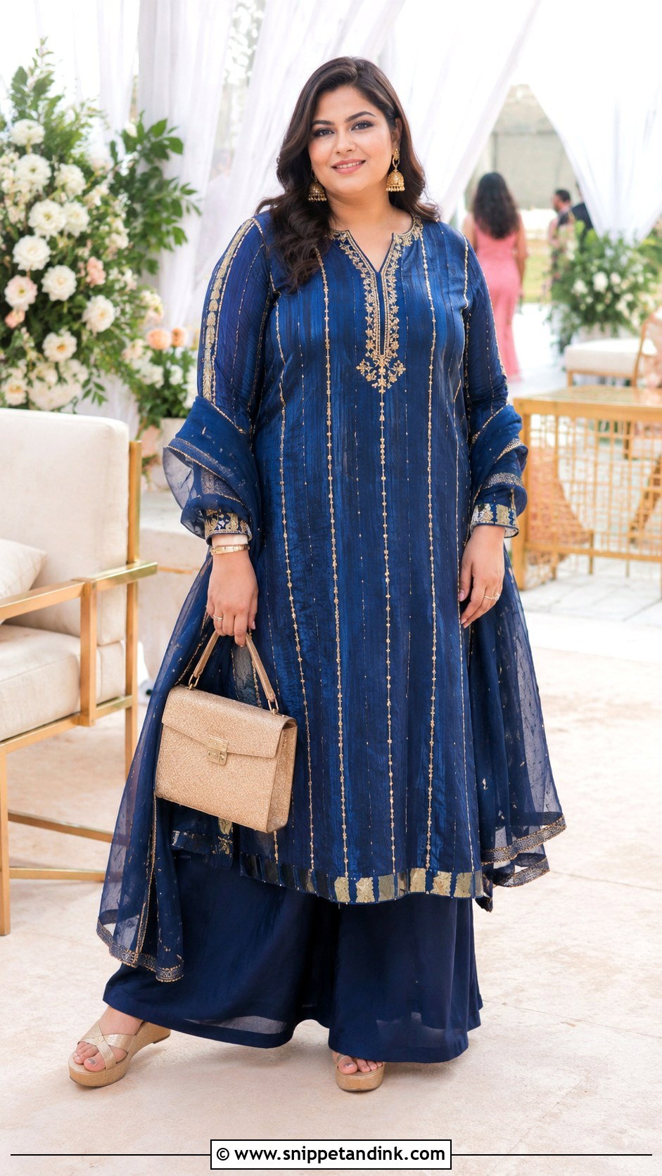 A Line Kurta With Wide Leg Pants - Snippet and Ink - 20 Kurta Wedding Ideas