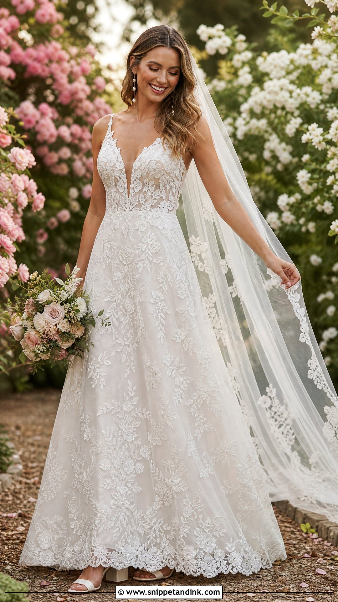 A Line Lace Boho Wedding Dress - Snippet and Ink - 25 Boho Ethereal Wedding Dress Ideas