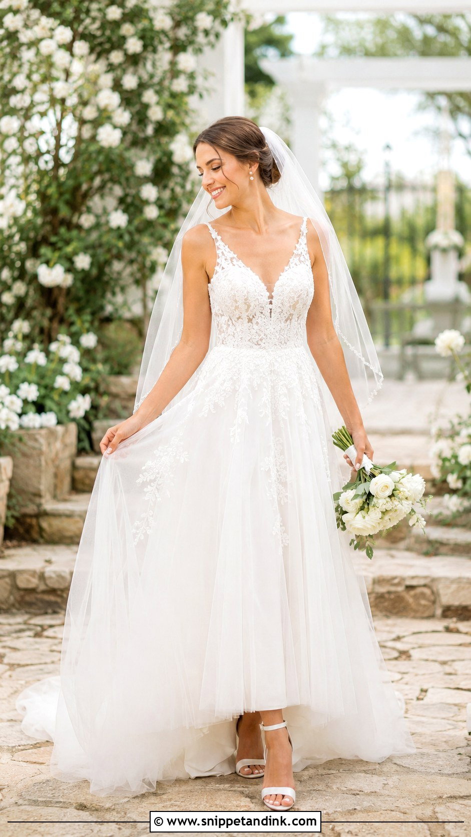 A Line Lace Bridal Dress - Snippet and Ink - 25 Lace Bridal Dress Ideas