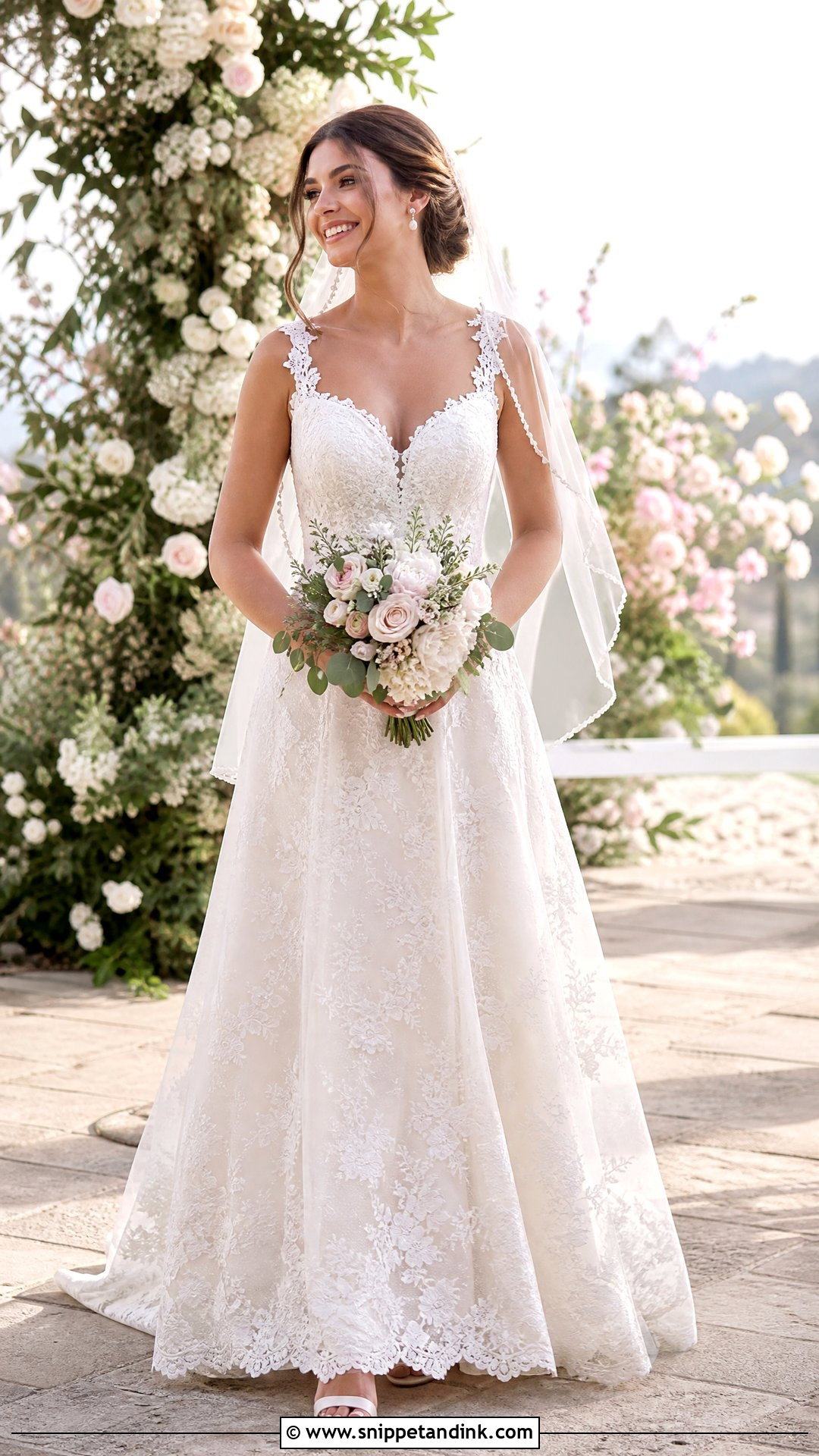 A Line Lace Bridal Gown - Snippet and Ink - 25 Lace Bridal Gown Ideas