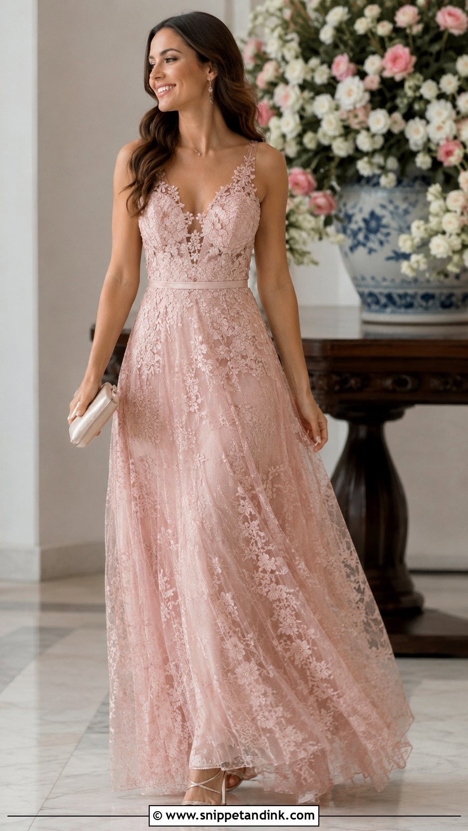A Line Lace Gown - Snippet and Ink - 25 Beautiful Lace Gown Styles