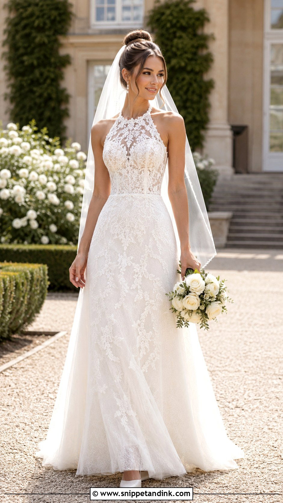 A Line Lace Halter Wedding Dress - Snippet and Ink - 20 Lace Halter Wedding Dress Ideas