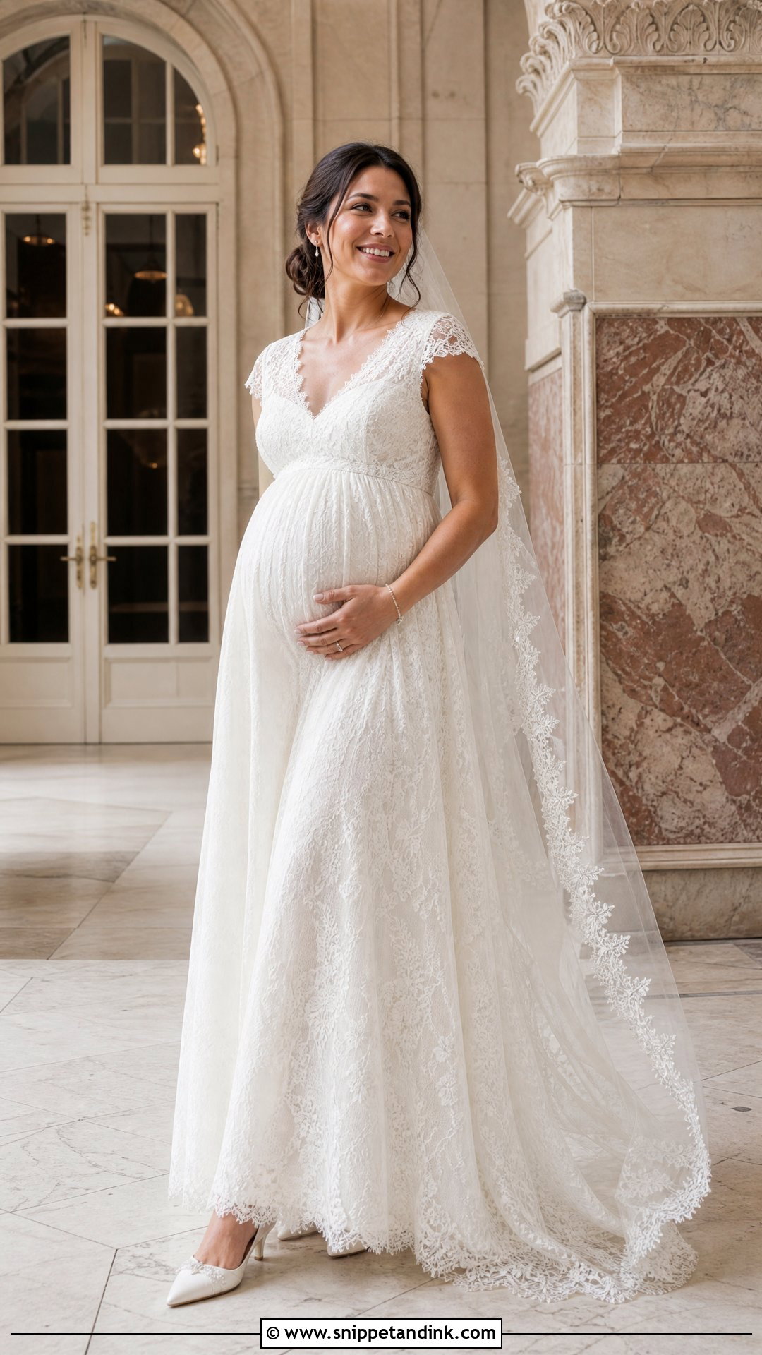 A Line Lace Maternity Wedding Dress - Snippet and Ink - 20 Pregnant Maternity Wedding Dress Ideas