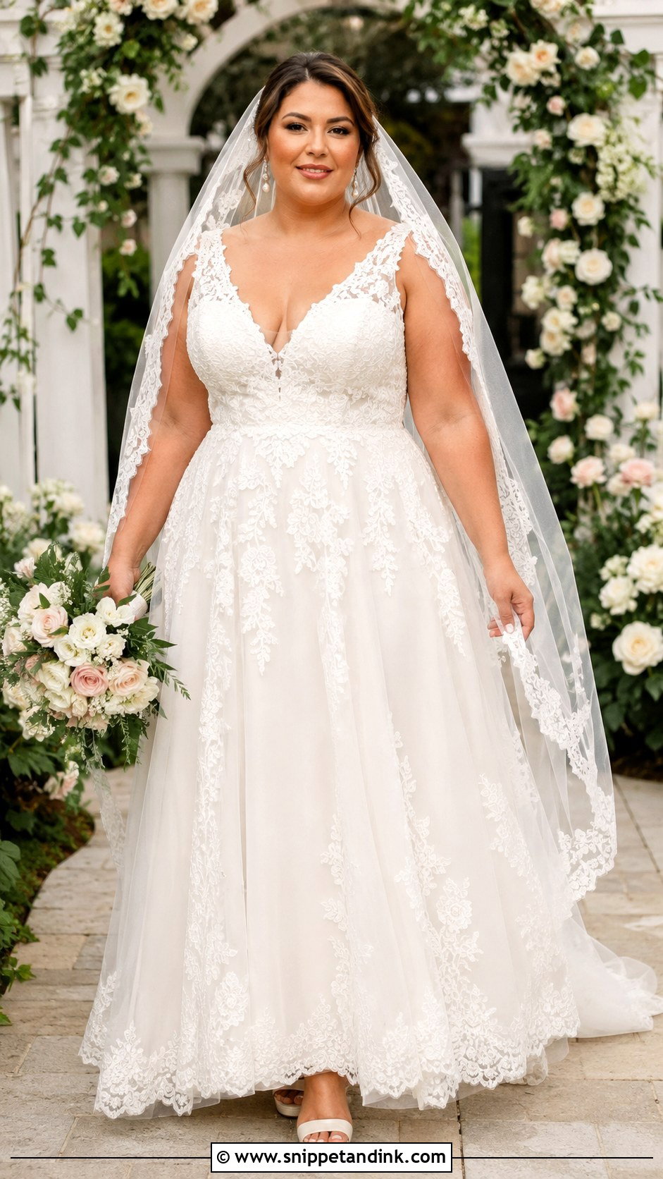 A Line Lace Midsize Wedding Dress - Snippet and Ink - 20 Midsize Wedding Dresses