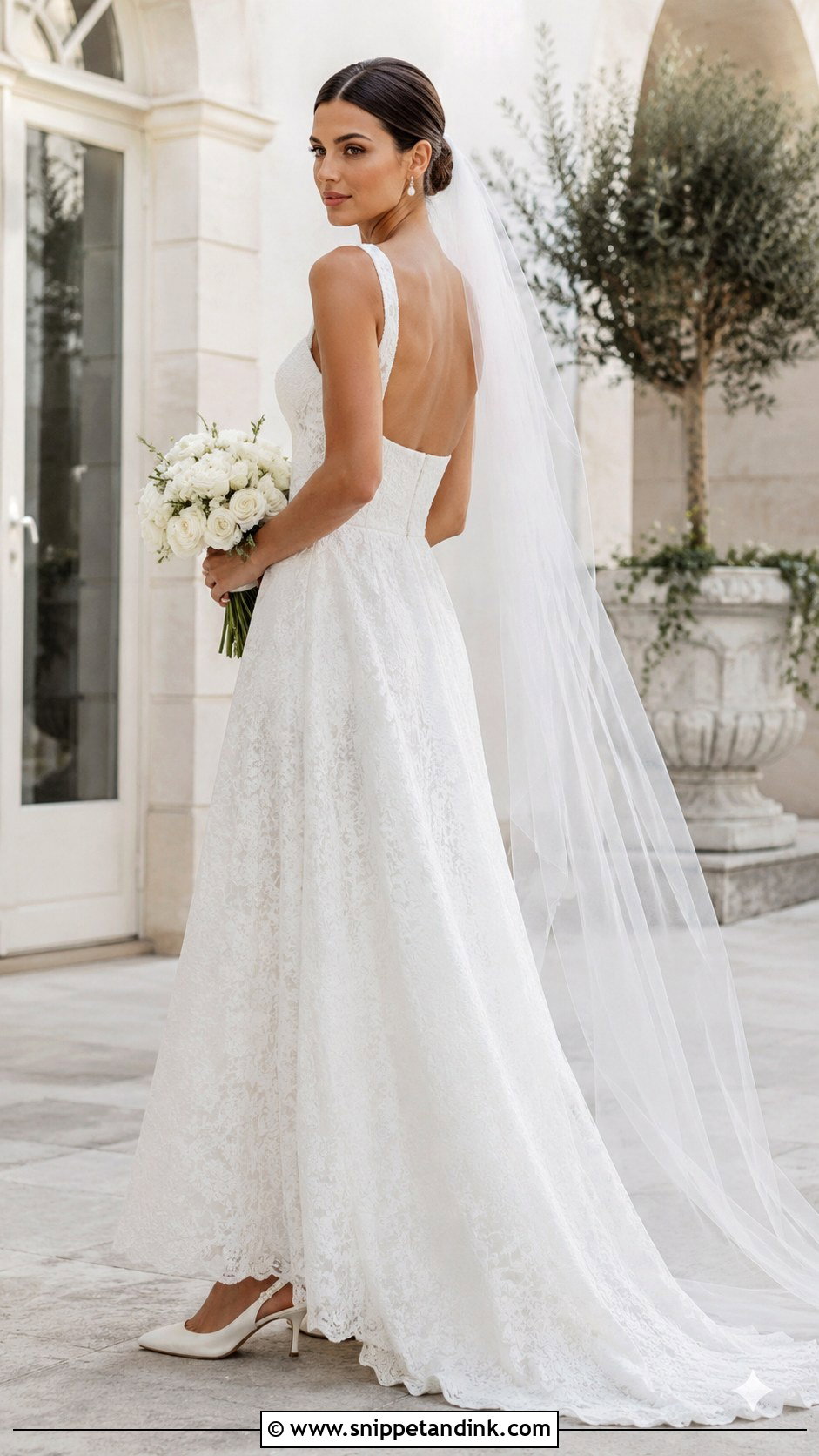 A Line Lace Open Back Wedding Dress - Snippet and Ink - 20 Lace Open Back Wedding Dress Ideas