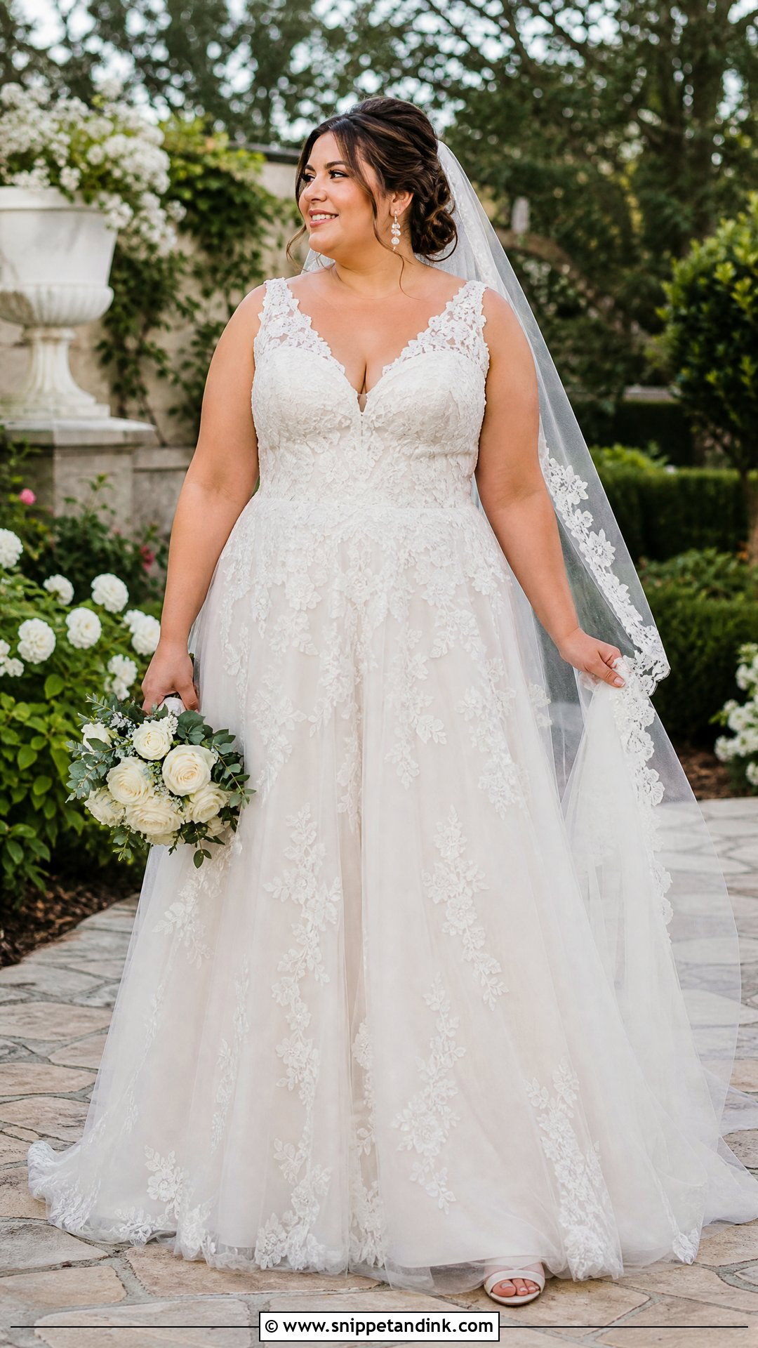 A Line Lace Plus Size Wedding Gown - Snippet and Ink - 20 Wedding Gowns for Plus Size Brides