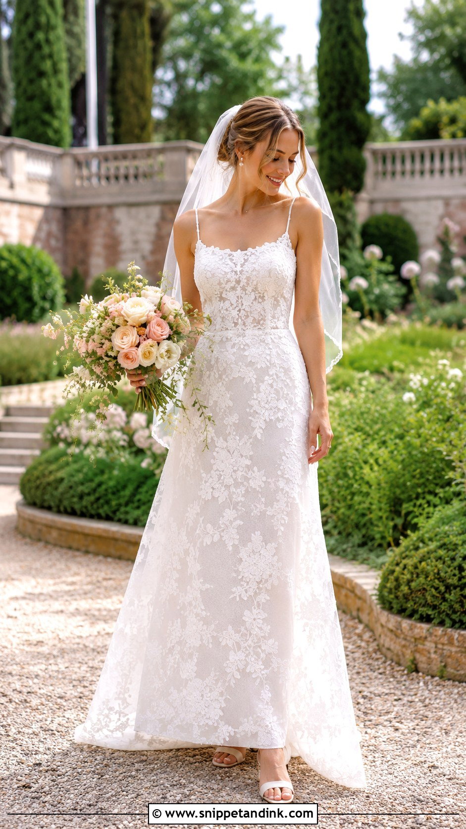 A Line Lace Straight Neckline Wedding Dress - Snippet and Ink - 20 Straight Neckline Wedding Dress Ideas