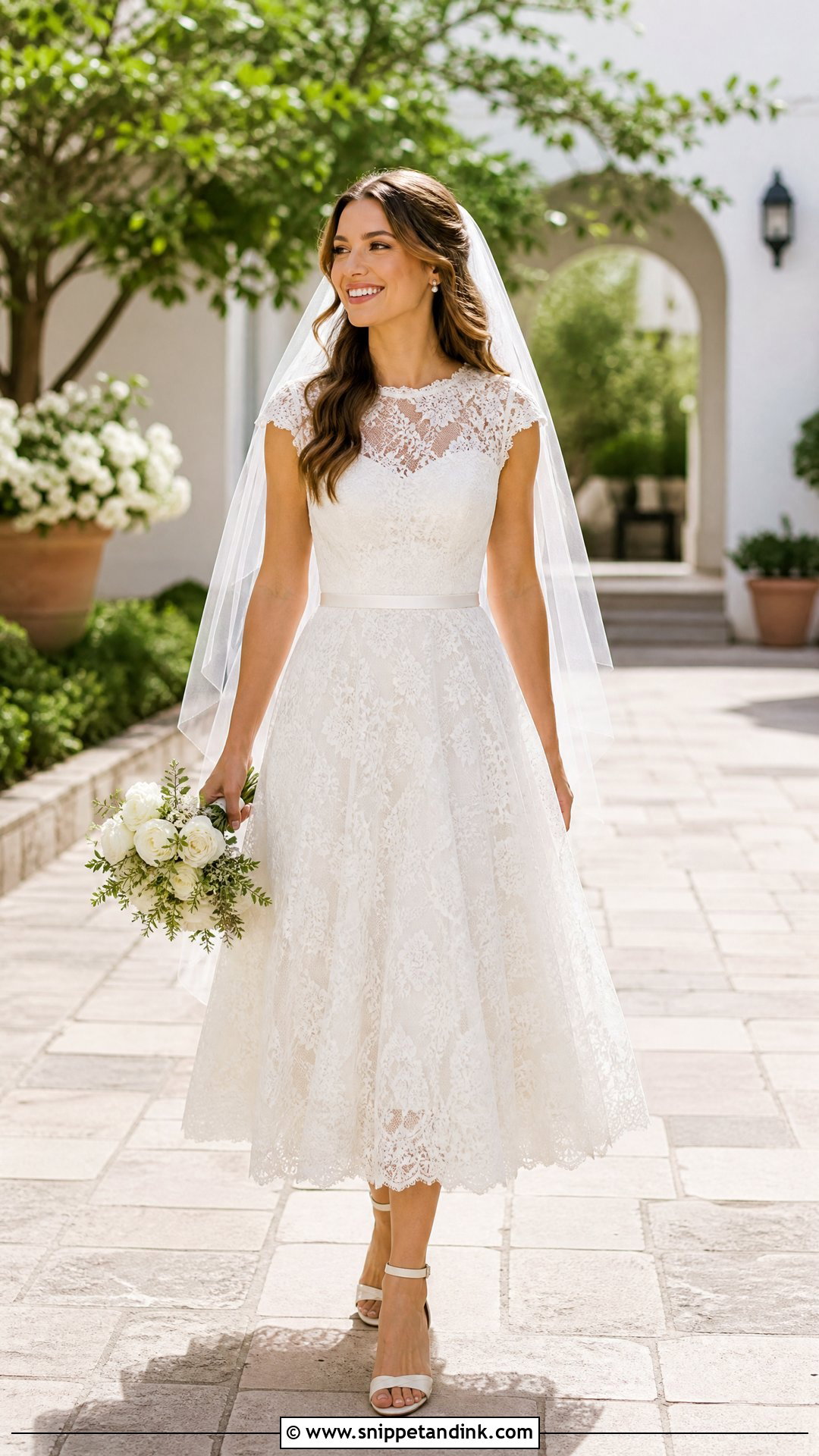 A Line Lace Tea Length Wedding Dress - Snippet and Ink - 20 Tea Length Wedding Dresses Lace